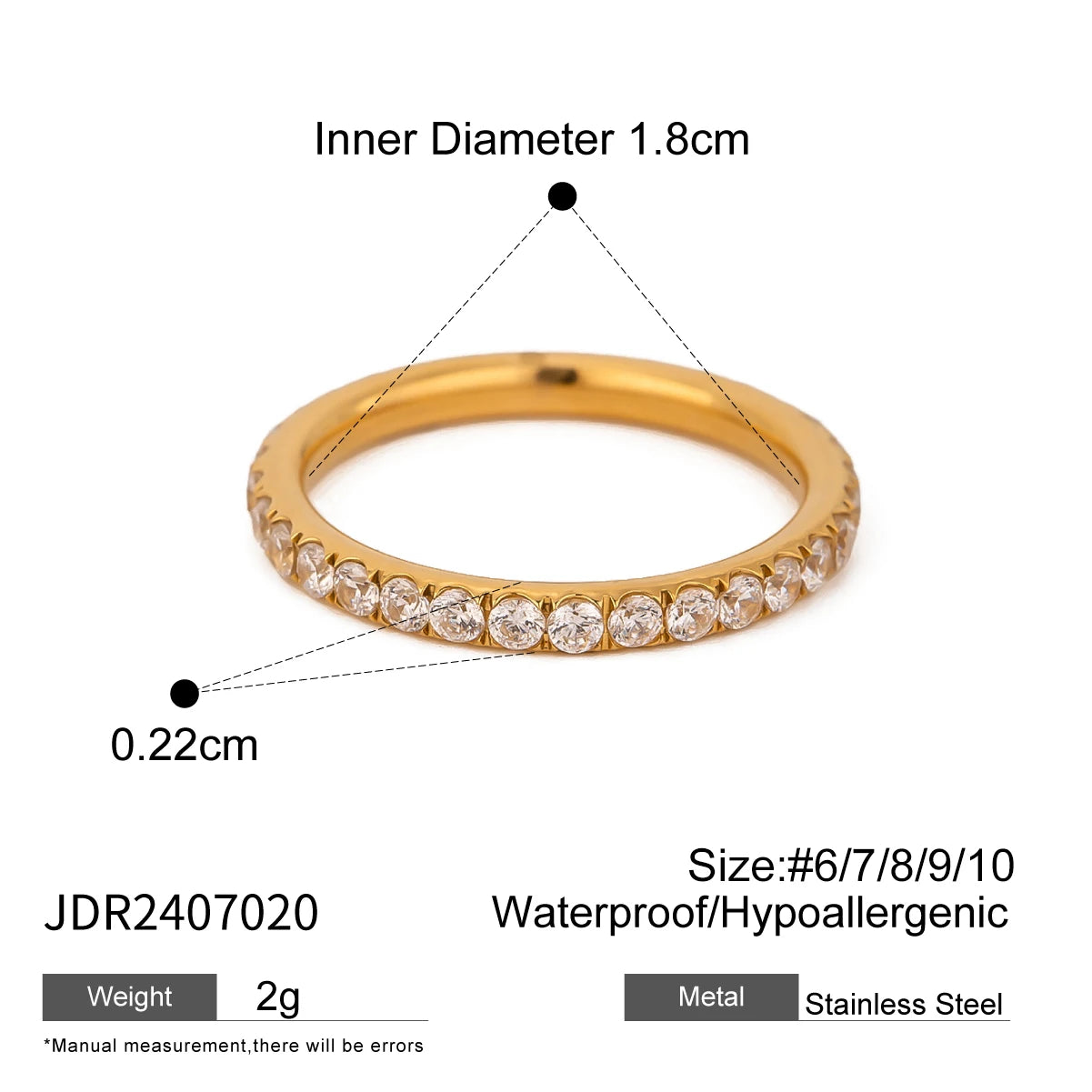 Minimalist 18K Gold Color Plated Stainless Steel Geometric Zircon Flower Ring Stackable Texture Ring Women'S Jewelry