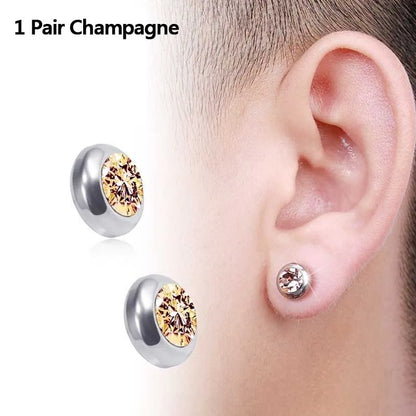 1Pair Magnetic Slimming Magnet Earring for Women Men Weight Loss Rhinestone Stainless Steel Ear Studs Health Non Pierced Jewelry