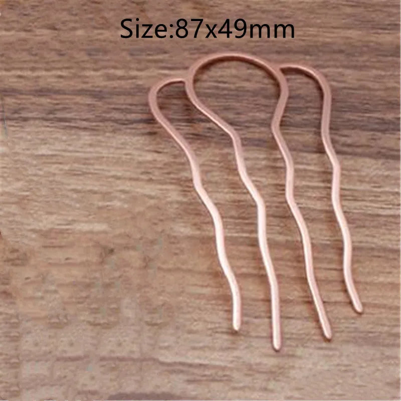 5Pcs 4 Teeth Metal Hair Fork Clip Stick Comb Gums for Women Chinese Bridal Barrettes Accessories Decoration Jewellery Making