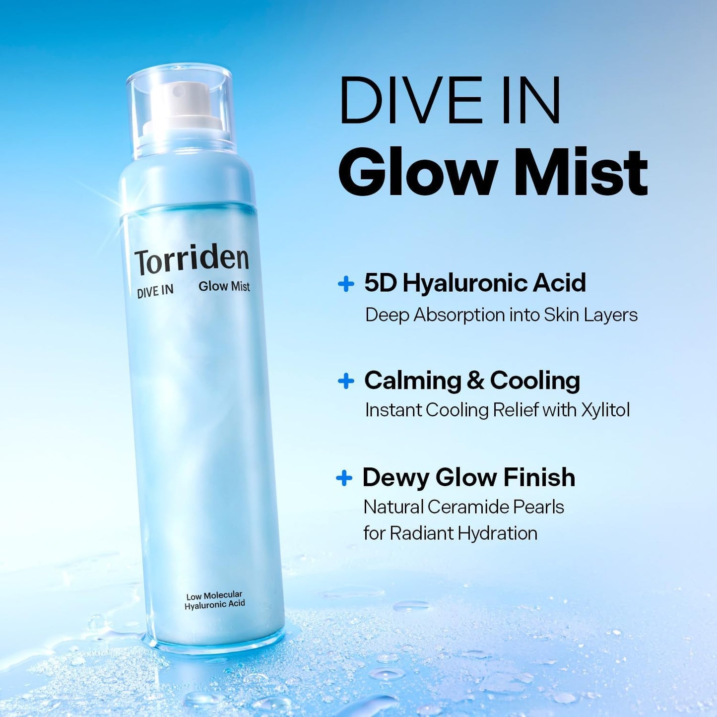 DIVE in Hyaluronic Acid Glow Mist Serum 120Ml | 5D Hyaluronic Acid Face Mist Spray with Ceramide Pearls for Dewy Skin | Cooling & Hydrating Spray | Makeup Prep & Glow Boost | Korean Skin Care