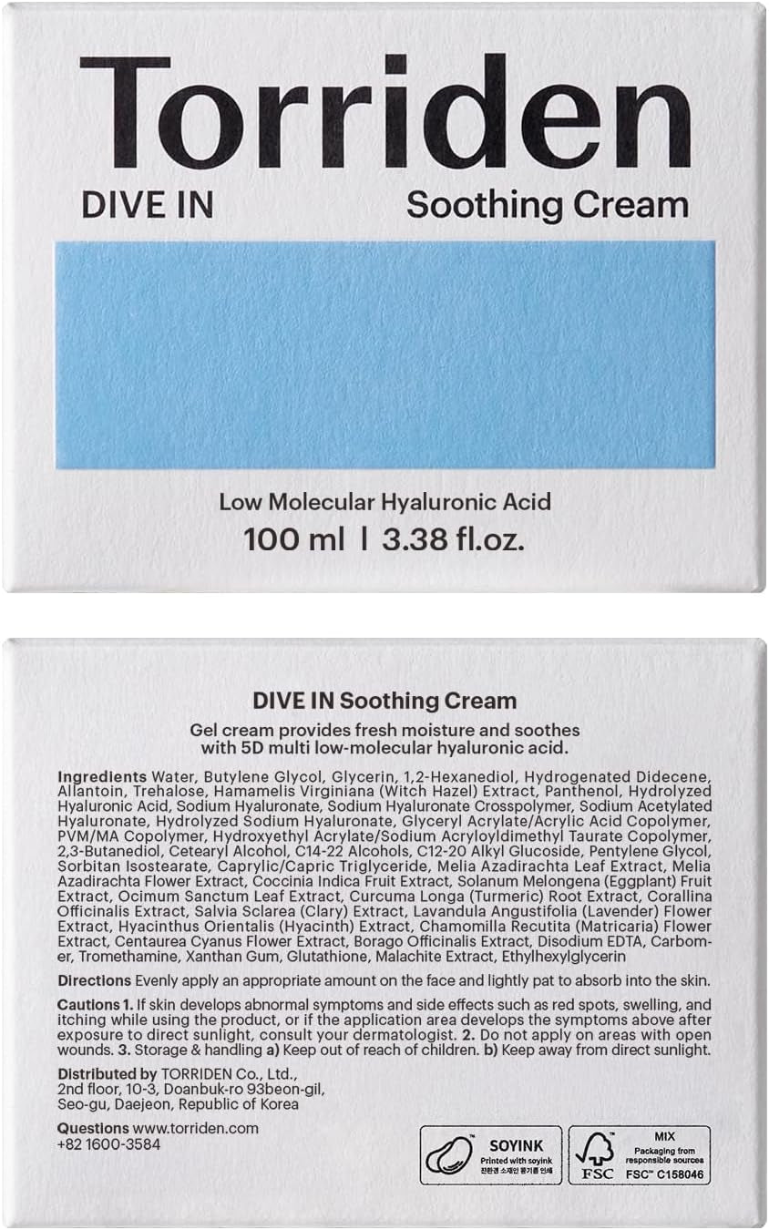 [] Dive-In Low Molecular Hyaluronic Acid Soothing Cream 100Ml
