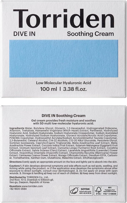 [] Dive-In Low Molecular Hyaluronic Acid Soothing Cream 100Ml
