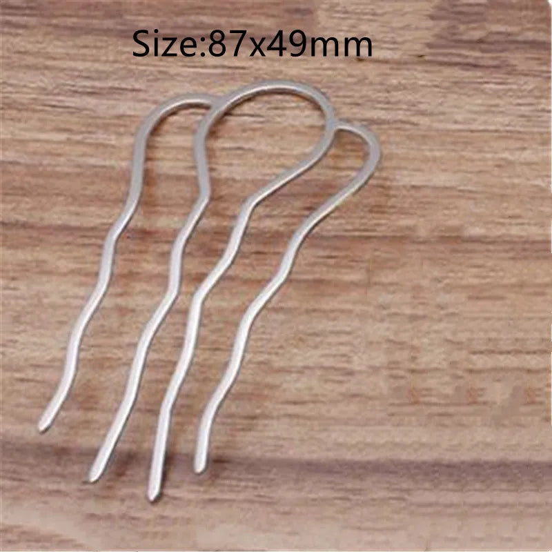 5Pcs 4 Teeth Metal Hair Fork Clip Stick Comb Gums for Women Chinese Bridal Barrettes Accessories Decoration Jewellery Making