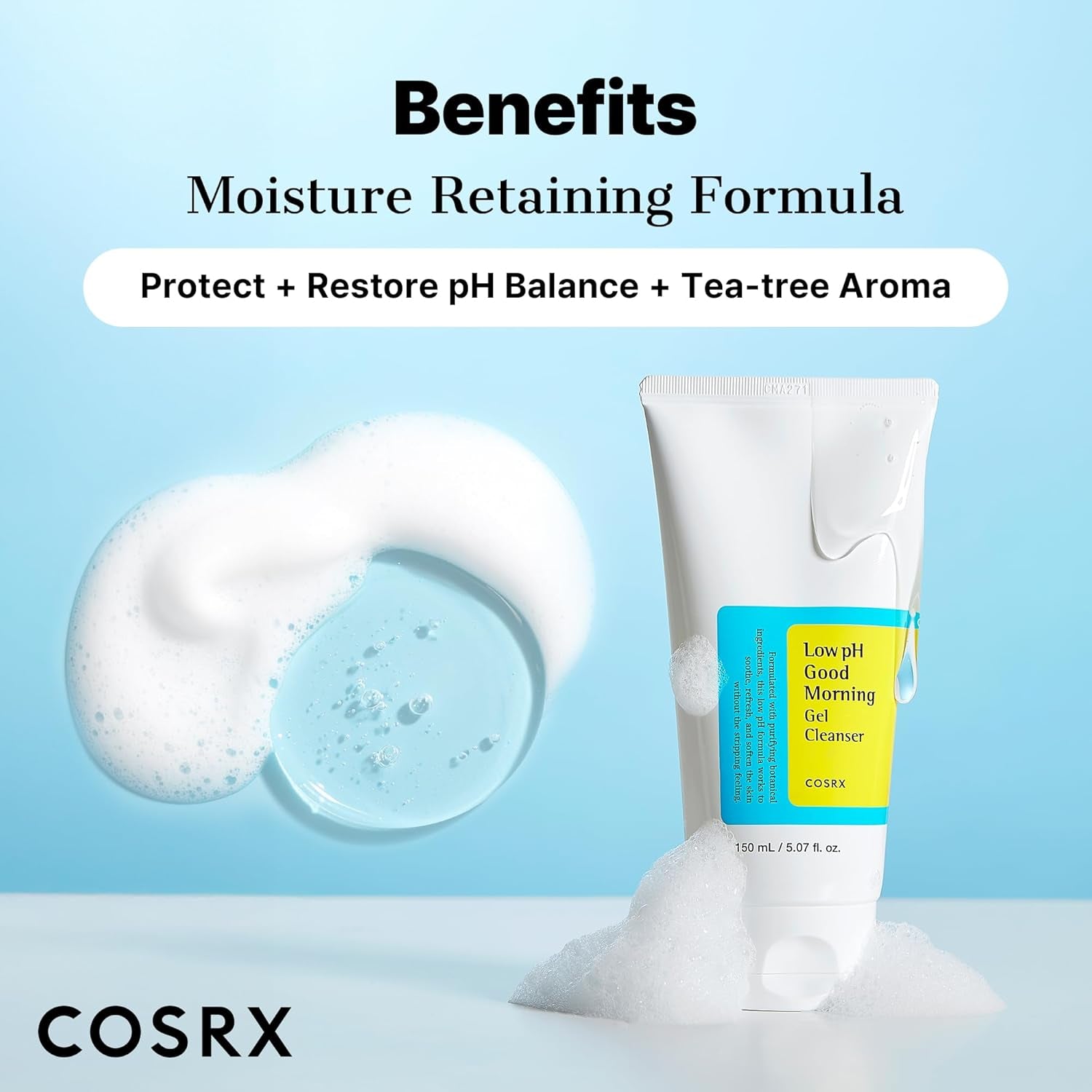 Low Ph Good Morning Gel Cleanser, 5.07 Fl.Oz / 150Ml | Mild Face Cleanser | Korean Skin Care for Acne Prone Skin, PH Balancing, anti Acne, Breakouts Treatment