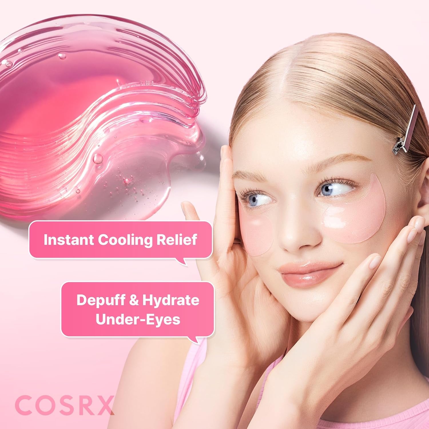 Pink Peptide Collagen Hydrogel Eye Patches 60Pcs | under Eye Patches for Puffy Eyes, Dark Circles & Fine Lines, Firming & Colling Eye Masks for Eye Bags, Korean Skincare