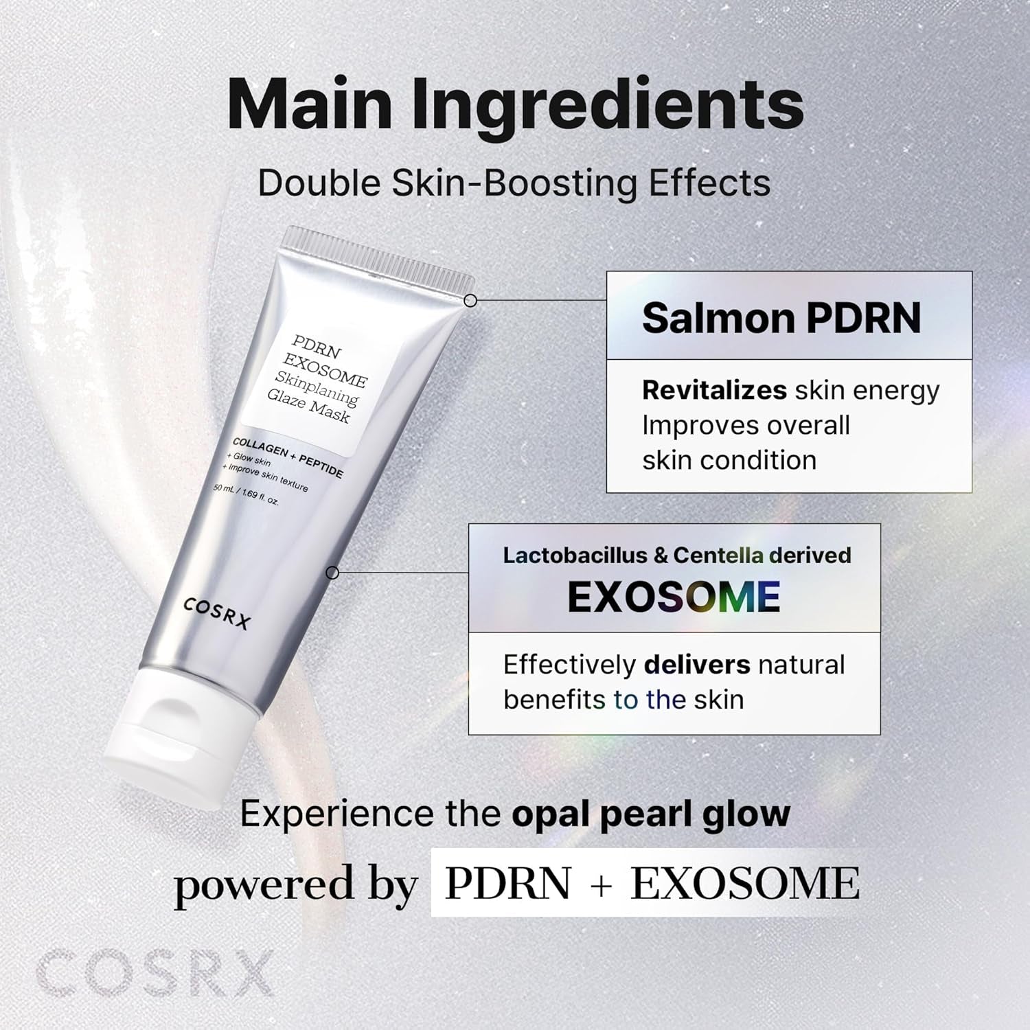 PDRN Exosome Skinplaning Glaze Mask 50Ml (Brush Included) | Peel off Face Mask for Glass Skin, Gentle Exfoliation, Overnight Wrapping Treatment, Korean Skincare