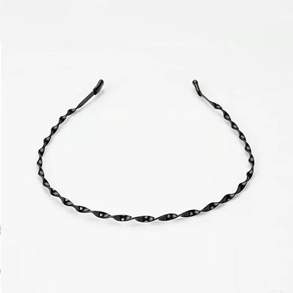 Unisex Black Elastic Non Slip Simple Metal Headbands for Men Women Wavy Hairband Spring Hair Hoop Fashion Hair Accessories