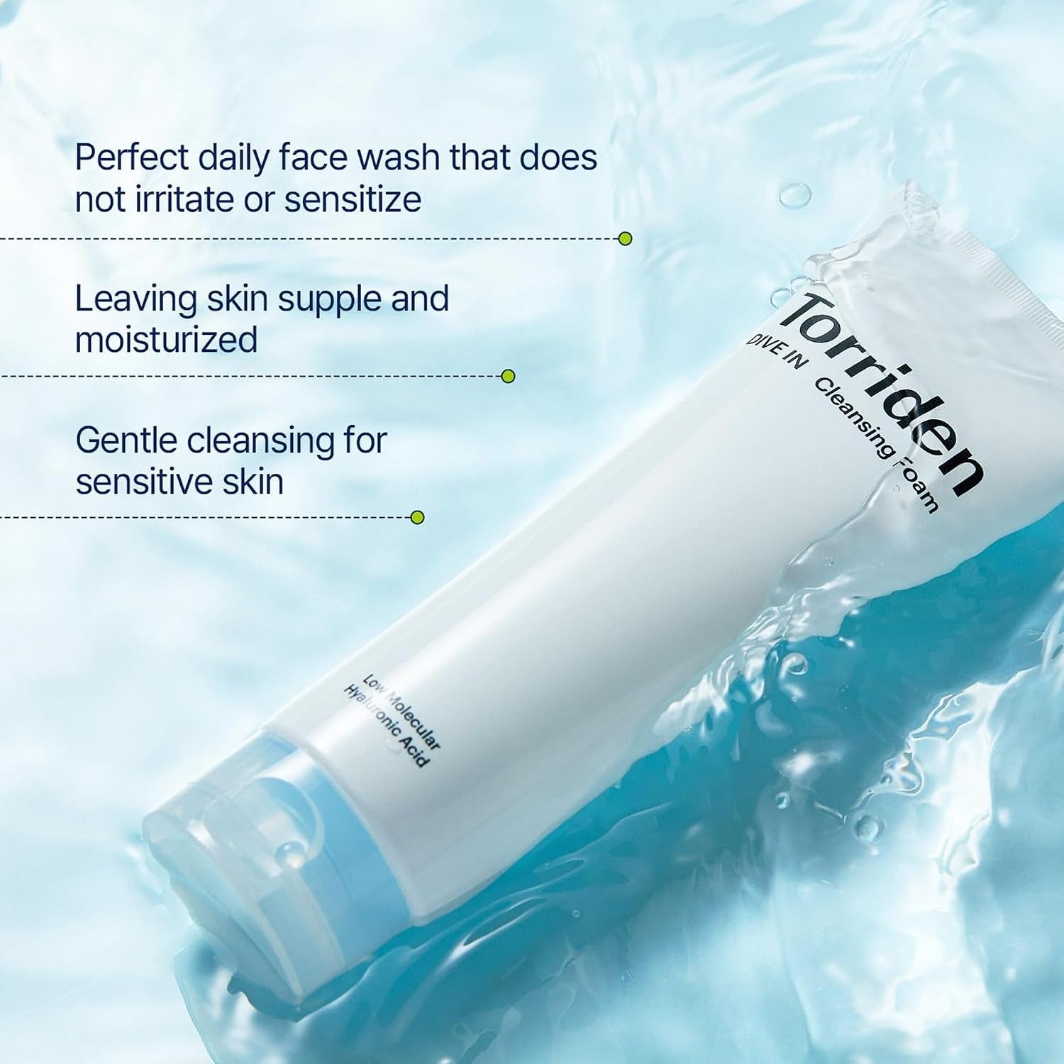 DIVE-IN Low Molecular Hyaluronic Acid Cleansing Foam - Mini (30Ml) | Balancing & Moisturising | 8-Layered Hyaluronic Acid, Malachite Extract | Korean Foam Cleanser, Korean Skincare