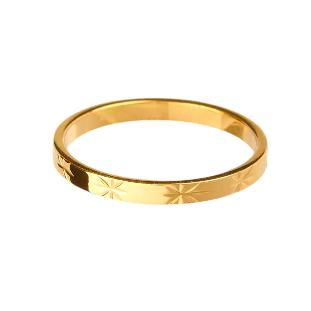 Stainless Steel Rings for Women Golden Stackable Starburst Textured Pattern Minimalist Delicate Finger Tail Joint Jewelry