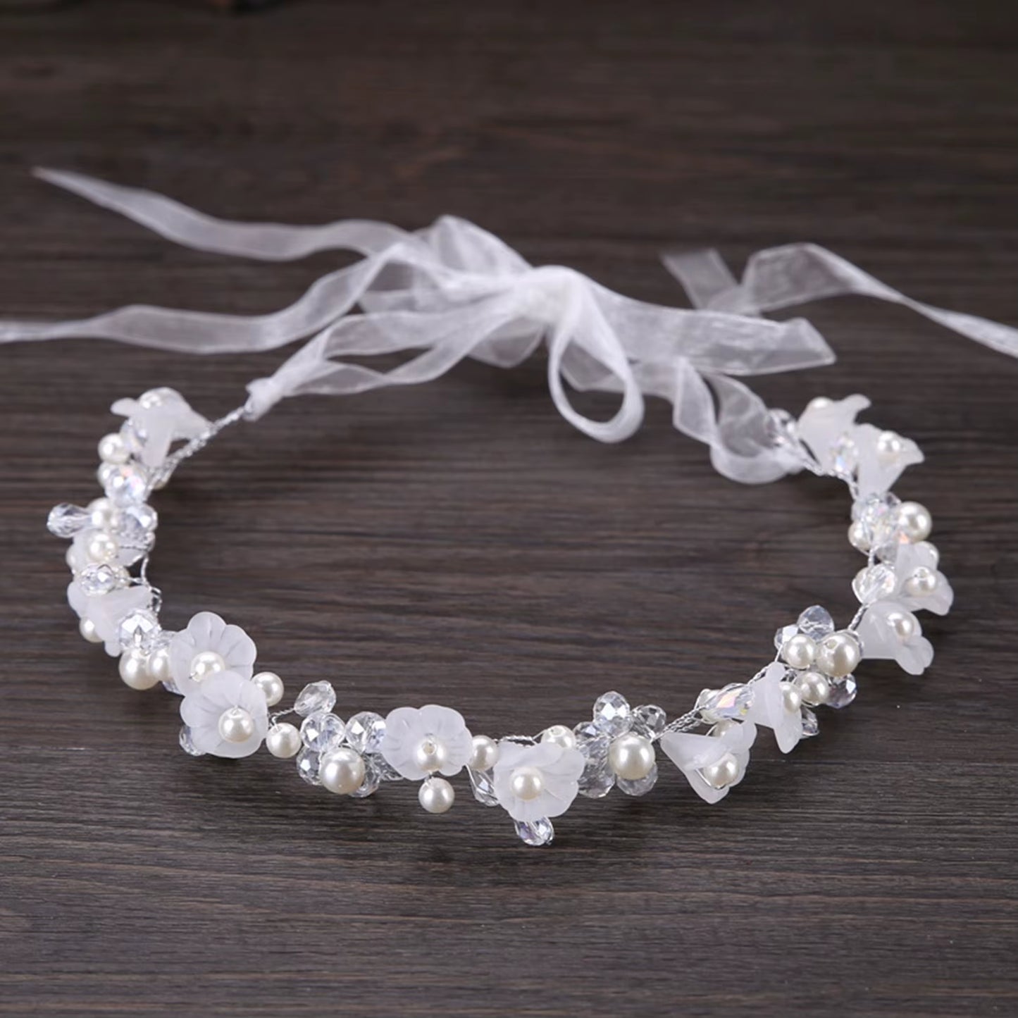 Pearl Flower Headband Tiaras Crowns Girls Silver Gold Color Leaf Headpiece Bridal Hair Jewelry Elegant Wedding Hair Accessories