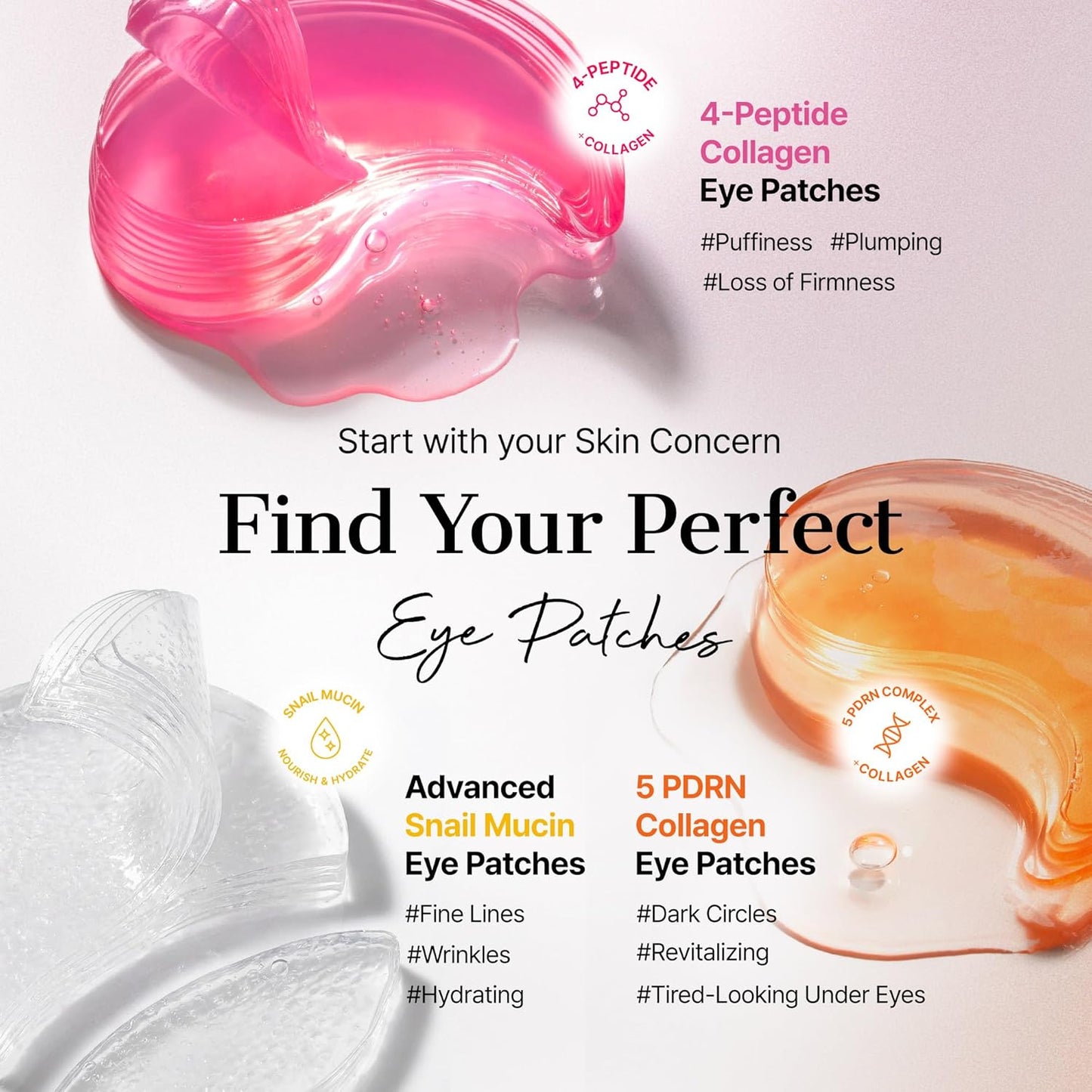 Pink Peptide Collagen Hydrogel Eye Patches 60Pcs | under Eye Patches for Puffy Eyes, Dark Circles & Fine Lines, Firming & Colling Eye Masks for Eye Bags, Korean Skincare