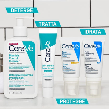 Cerave Blemish Control Cleanser for Blemish-Prone Oily Skin, 236Ml | Exfoliating Gel-To-Foam Face Wash with 3 Essential Ceramides, Reduces Blackheads & Breakouts, Oil-Absorbing