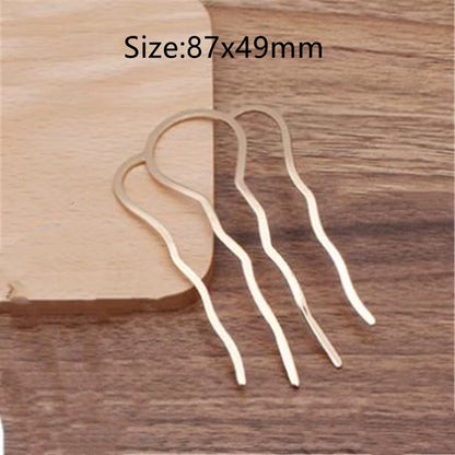 5Pcs 4 Teeth Metal Hair Fork Clip Stick Comb Gums for Women Chinese Bridal Barrettes Accessories Decoration Jewellery Making