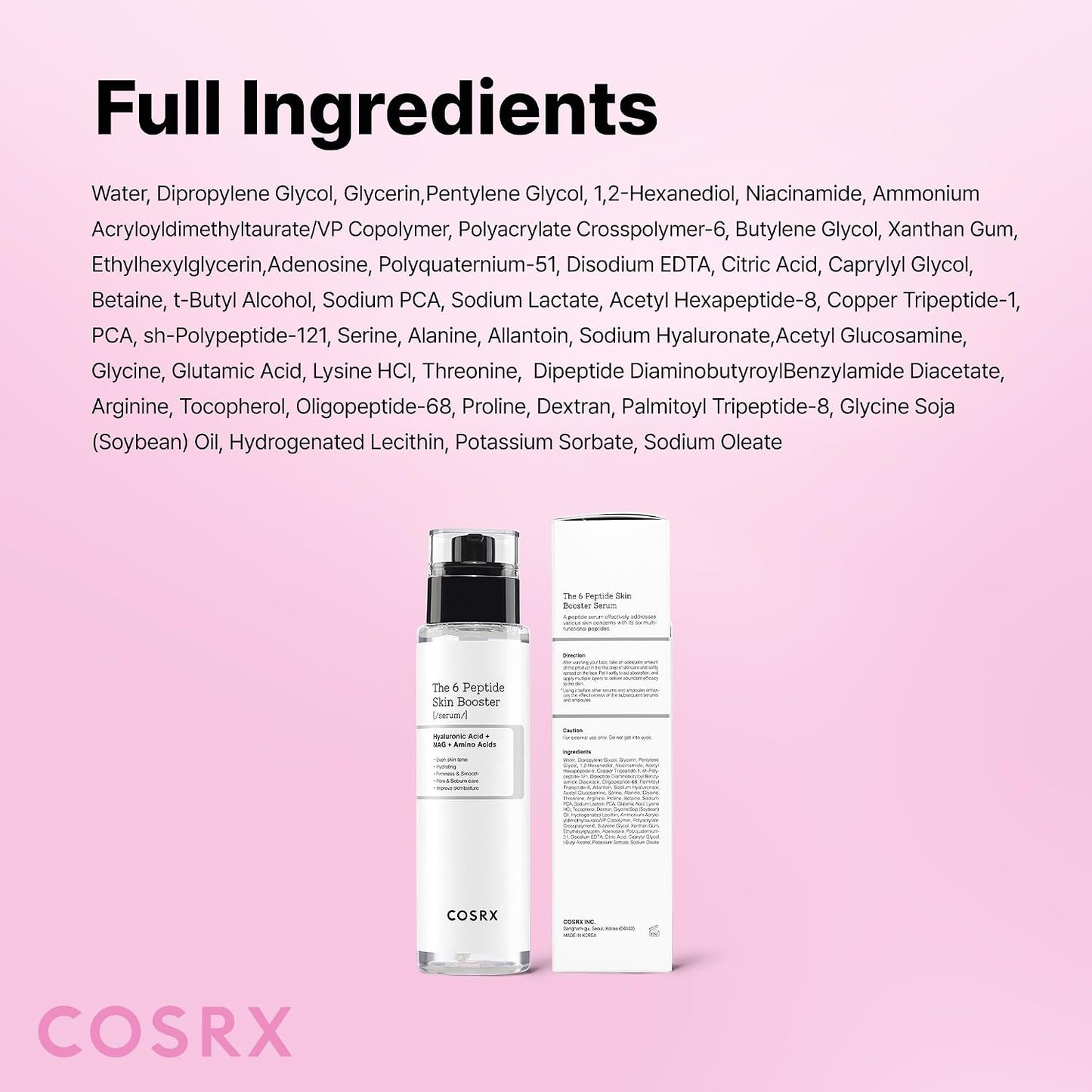 6 Peptide Collagen Booster Serum 150Ml, Face Toner with Niacinamide | Firming & Anti-Ageing Toner Serum for Plump, Even Skin Tone & Minimised Pores, Korean Skincare