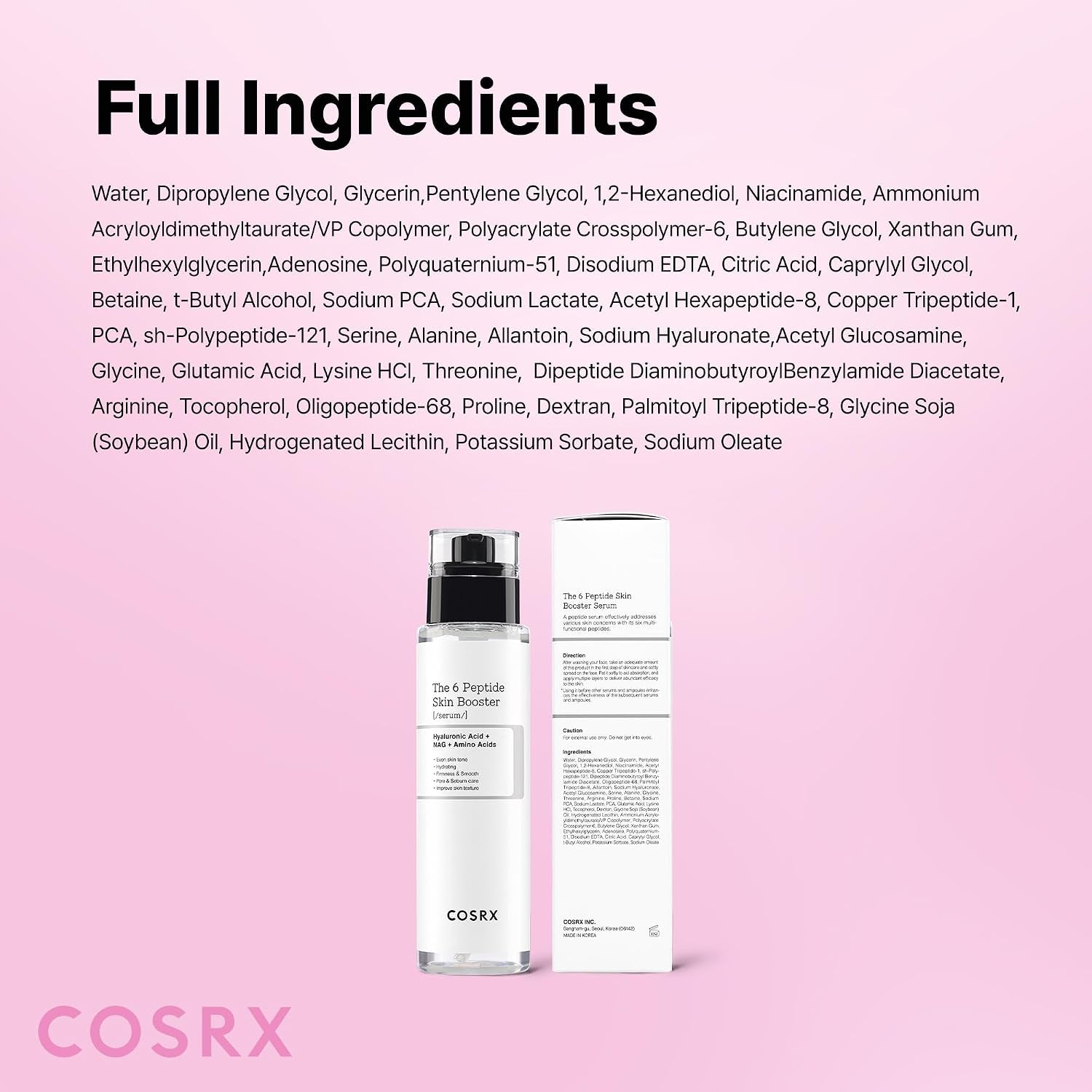6 Peptide Collagen Booster Serum 150Ml, Face Toner with Niacinamide | Firming & Anti-Ageing Toner Serum for Plump, Even Skin Tone & Minimised Pores, Korean Skincare