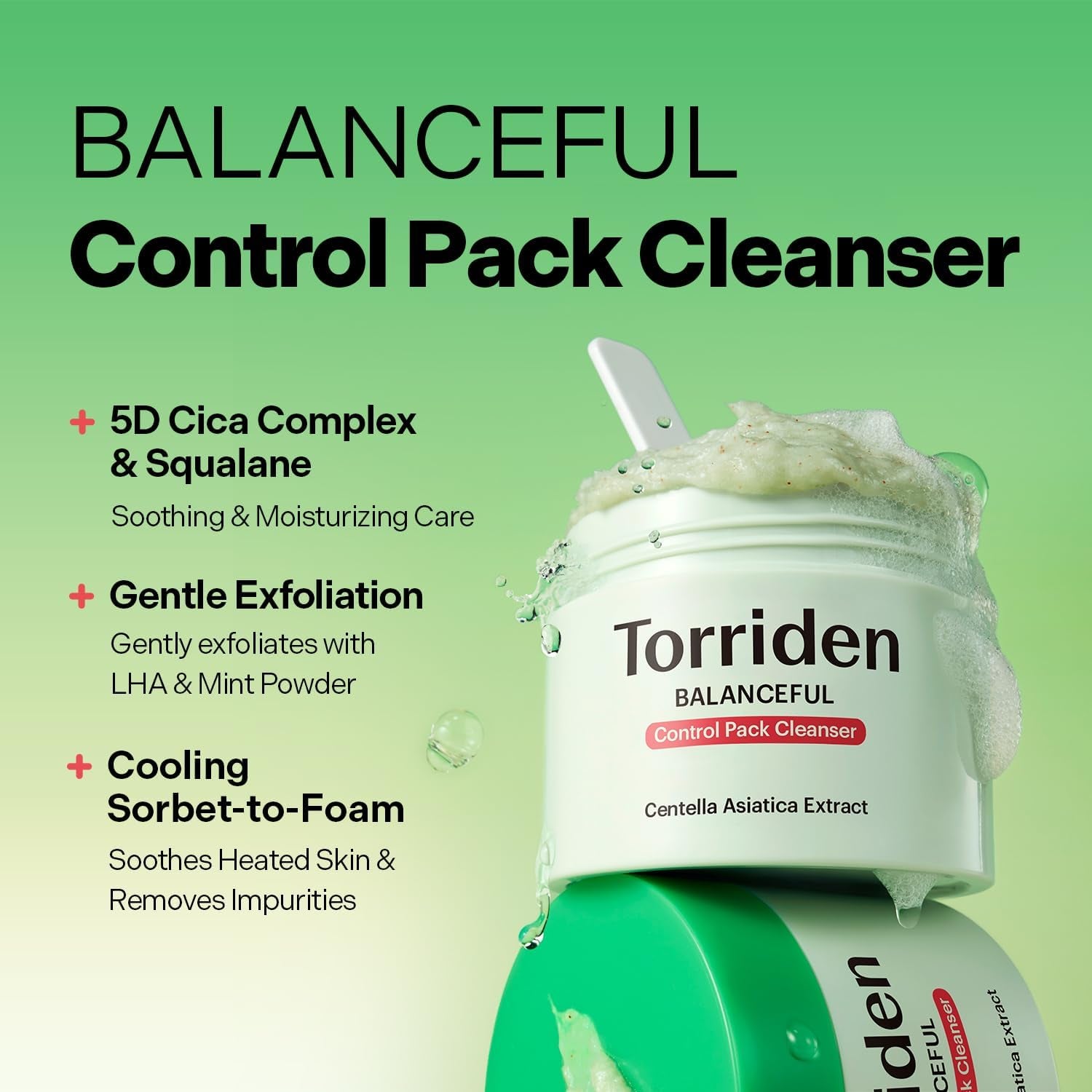 BALANCEFUL Control Pack Cleanser 120 G (4.23 Oz.) | 2-In-1 Face Cleanser & Washable Mask | Gentle Exfoliating Cleanser | Sensitive Skin | 5D Cica, LHA, Squalane | Korean Skin Care