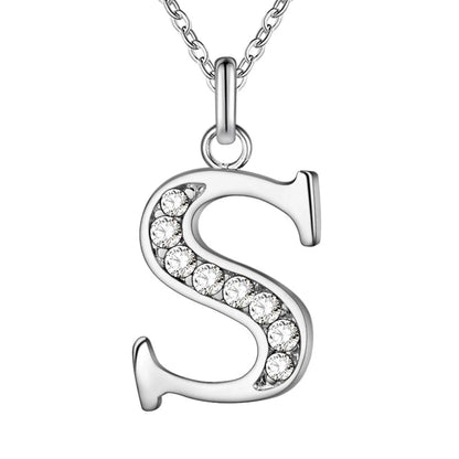 925 Sterling Silver 26 Letters Necklace Pendant for Women Wedding Engagement Jewelry Fashion Classics Gift Party High Quality