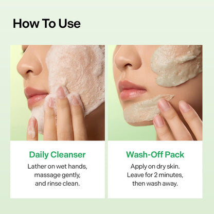 BALANCEFUL Control Pack Cleanser 120 G (4.23 Oz.) | 2-In-1 Face Cleanser & Washable Mask | Gentle Exfoliating Cleanser | Sensitive Skin | 5D Cica, LHA, Squalane | Korean Skin Care
