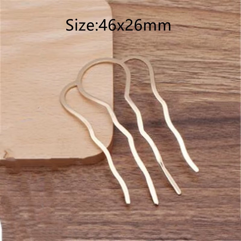 5Pcs 4 Teeth Metal Hair Fork Clip Stick Comb Gums for Women Chinese Bridal Barrettes Accessories Decoration Jewellery Making