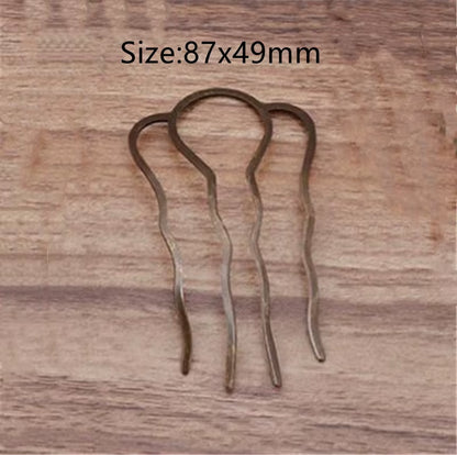 5Pcs 4 Teeth Metal Hair Fork Clip Stick Comb Gums for Women Chinese Bridal Barrettes Accessories Decoration Jewellery Making