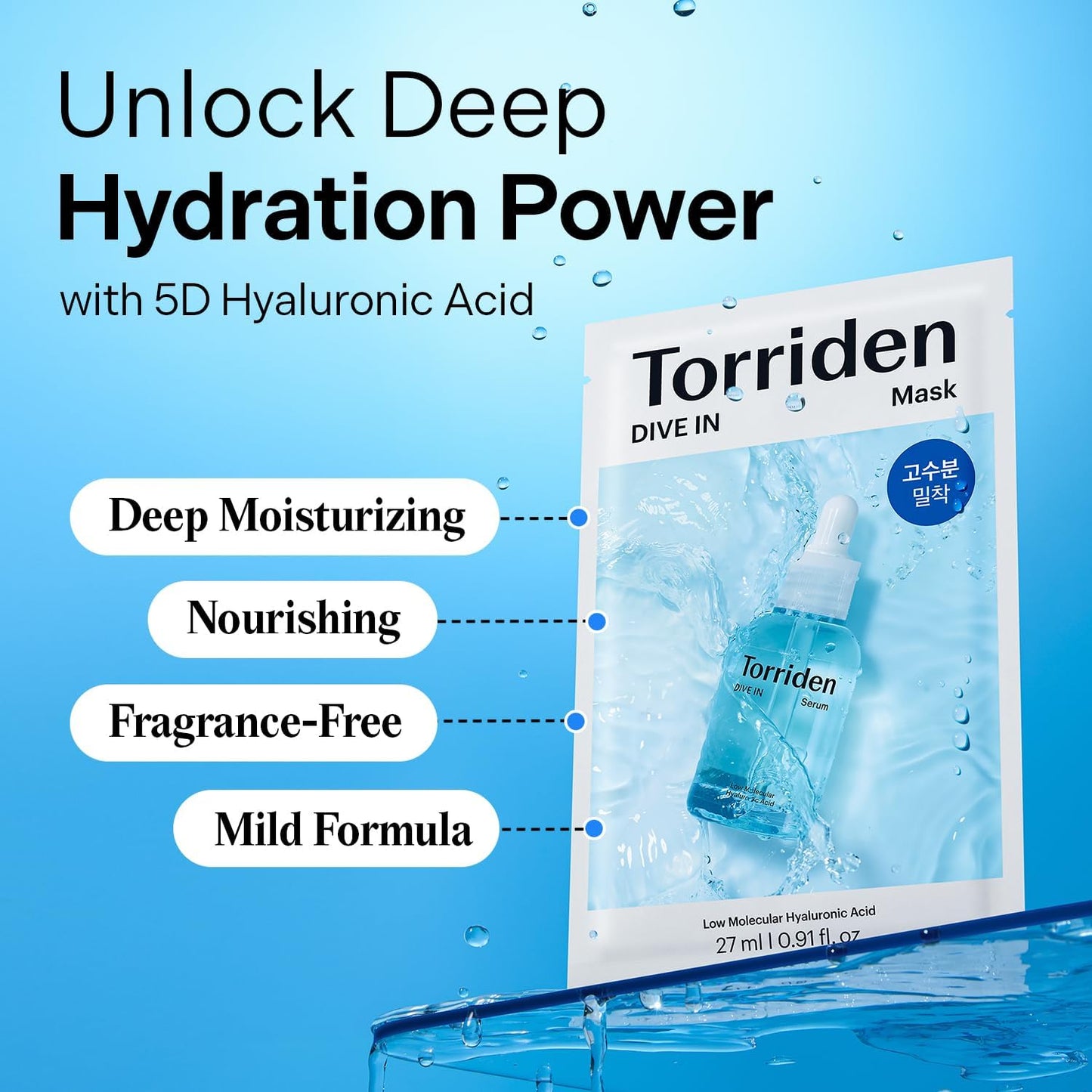 [] DIVE-IN Low Molecule Hyaluronic Acid Mask Pack [27Ml*10Ea]