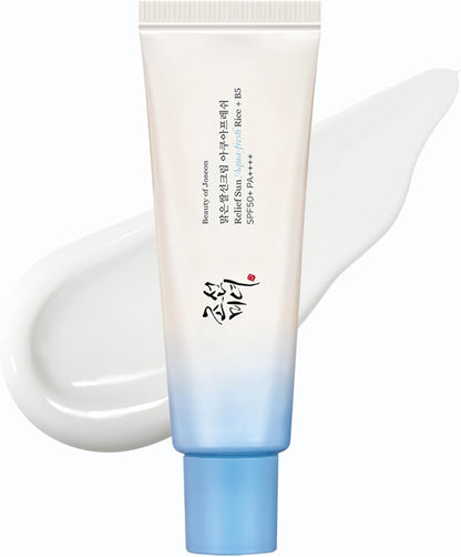 Relief Sun Aqua-Fresh Rice Seed Water + Panthenol | Daily Korean Skincare and Korean Sunscreen for Oily Skin, Lightweight, Non-Sticky, and Less White Cast 50 Ml, 1.69 Fl. Oz.