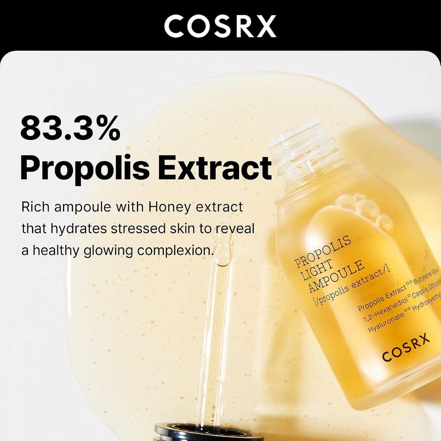 Full Fit Propolis Ampoule 83% Propolis Extract, Korean Glow Serum for for Face, Moisturising Face Serum for Radiant Healthy Glow and Deep Hydration, Korean Skincare 30Ml