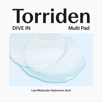 DIVE-IN Low Molecular Hyaluronic Acid Multi-Pad - 10Pcs | Calming & Moisturising | 5D Hyaluronic Acid, Willow Bark AHA, Tea Tree | Korean Toner Pads, Korean Skincare