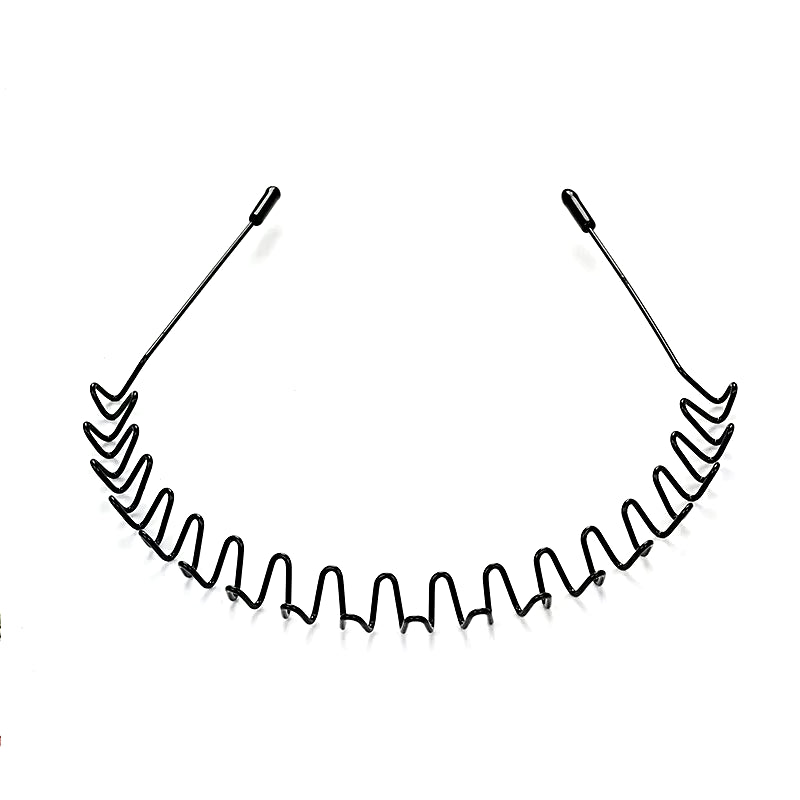 Unisex Black Elastic Non Slip Simple Metal Headbands for Men Women Wavy Hairband Spring Hair Hoop Fashion Hair Accessories