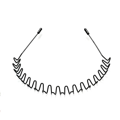 Unisex Black Elastic Non Slip Simple Metal Headbands for Men Women Wavy Hairband Spring Hair Hoop Fashion Hair Accessories