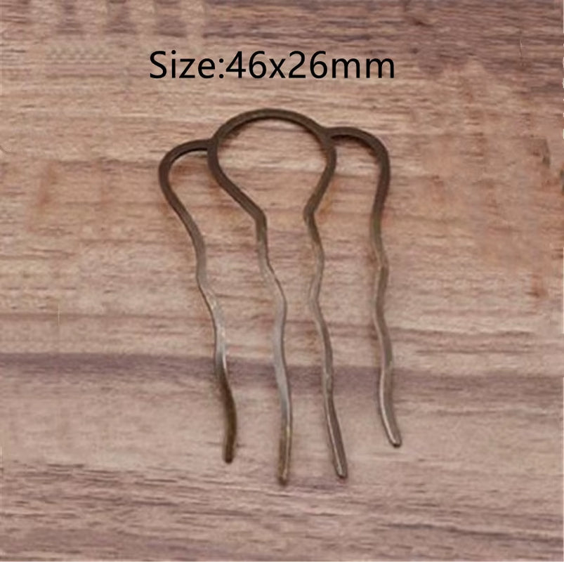 5Pcs 4 Teeth Metal Hair Fork Clip Stick Comb Gums for Women Chinese Bridal Barrettes Accessories Decoration Jewellery Making