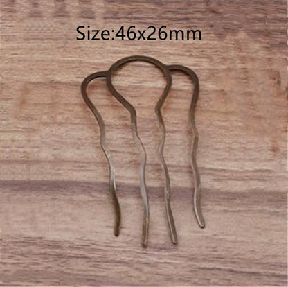 5Pcs 4 Teeth Metal Hair Fork Clip Stick Comb Gums for Women Chinese Bridal Barrettes Accessories Decoration Jewellery Making