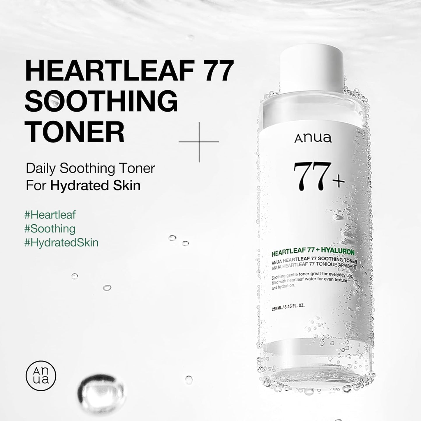 Heartleaf 77 Soothing Toner, Moisturizing & Calming Facial Toner for Glass Skin, Hyaluronic Acid, Lightweight Hydration for Sensitive Skin, Redness Relief, Korean Skin Care, 8.45 Fl.Oz