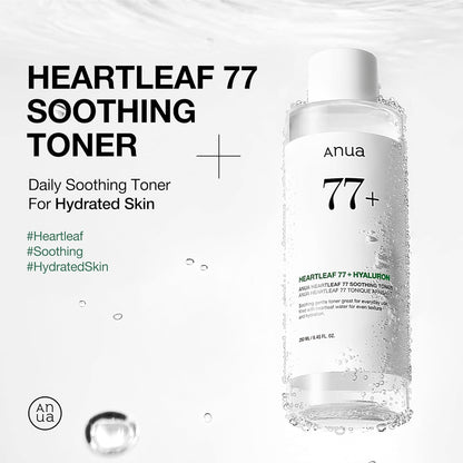 Heartleaf 77 Soothing Toner, Moisturizing & Calming Facial Toner for Glass Skin, Hyaluronic Acid, Lightweight Hydration for Sensitive Skin, Redness Relief, Korean Skin Care, 8.45 Fl.Oz