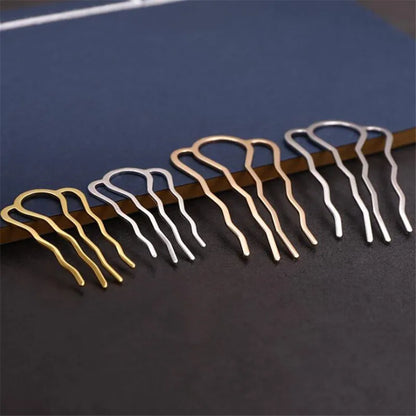 5Pcs 4 Teeth Metal Hair Fork Clip Stick Comb Gums for Women Chinese Bridal Barrettes Accessories Decoration Jewellery Making