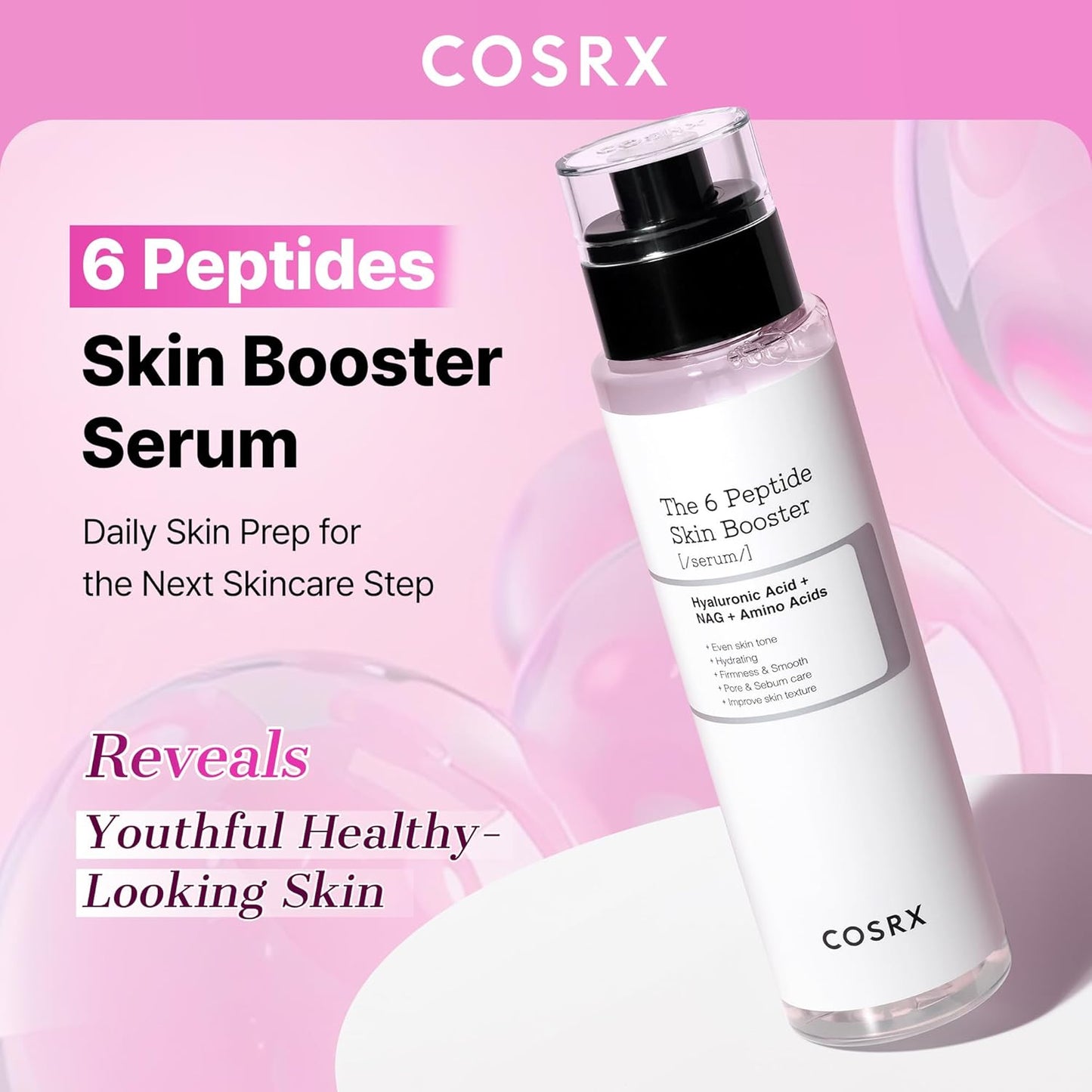 6 Peptide Collagen Booster Serum 150Ml, Face Toner with Niacinamide | Firming & Anti-Ageing Toner Serum for Plump, Even Skin Tone & Minimised Pores, Korean Skincare