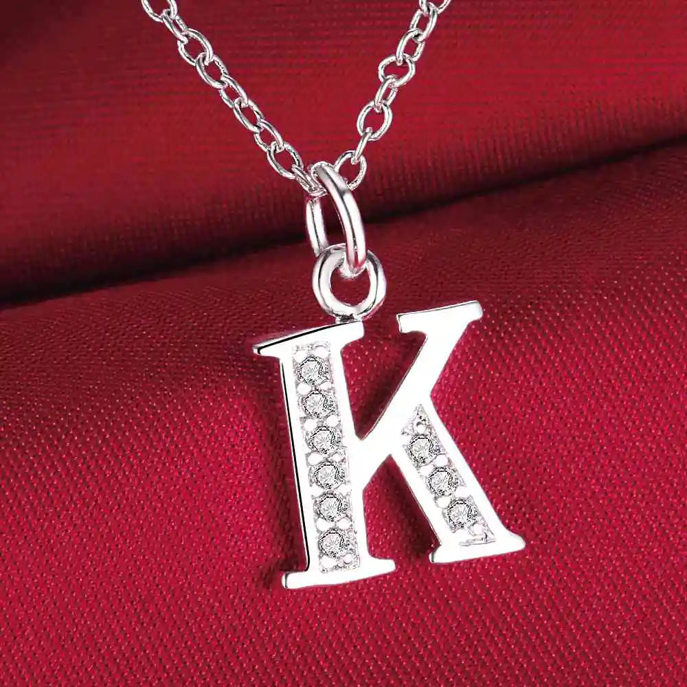 925 Sterling Silver 26 Letters Necklace Pendant for Women Wedding Engagement Jewelry Fashion Classics Gift Party High Quality