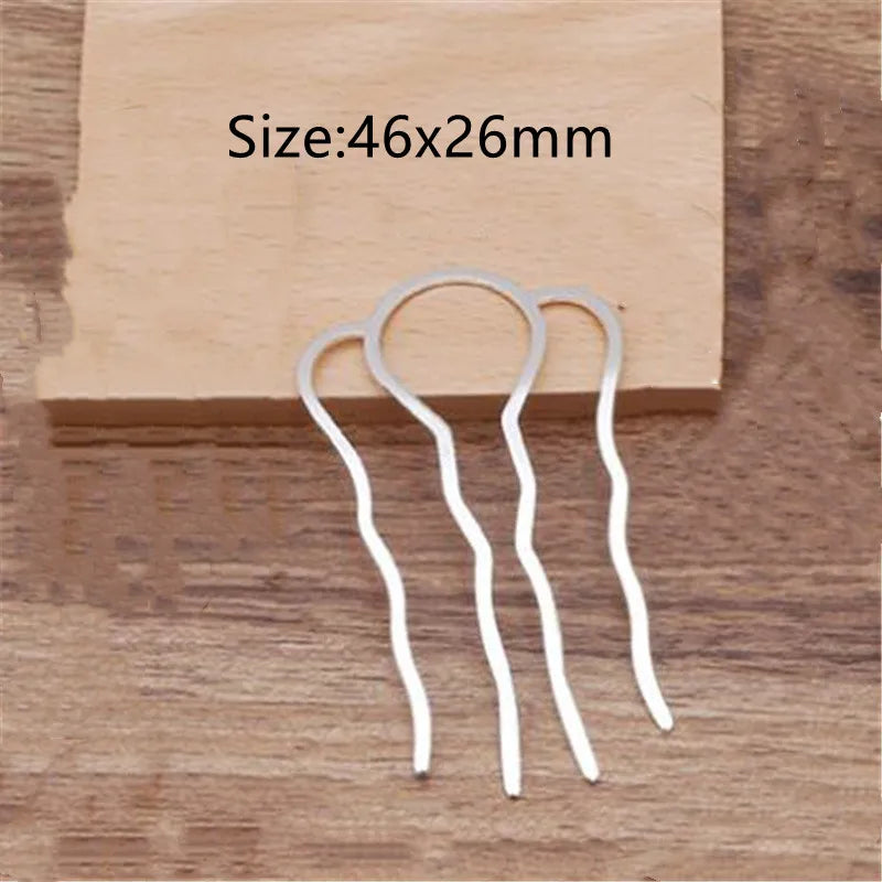 5Pcs 4 Teeth Metal Hair Fork Clip Stick Comb Gums for Women Chinese Bridal Barrettes Accessories Decoration Jewellery Making