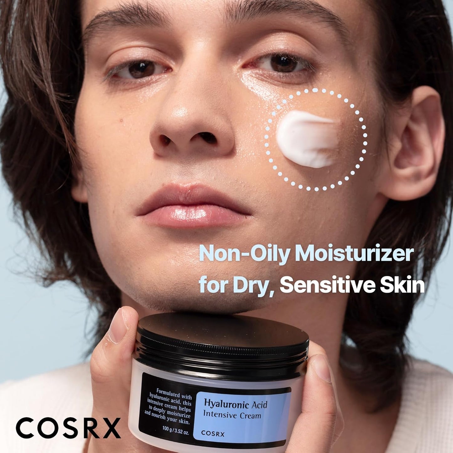 Hyaluronic Acid Moisturizing Cream, 100G, Long-Lasting Hydration, Rich Moisturizer for Sensitive Skin, Korean Skin Care, Animal Testing Free, Parabens Free