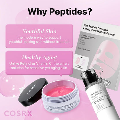 Pink Peptide Collagen Hydrogel Eye Patches 60Pcs | under Eye Patches for Puffy Eyes, Dark Circles & Fine Lines, Firming & Colling Eye Masks for Eye Bags, Korean Skincare