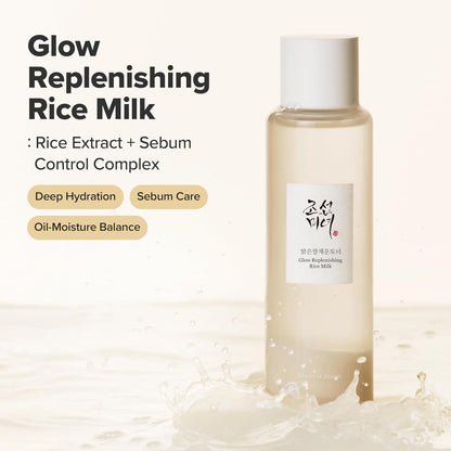 Glow Replenishing Rice Milk Toner Deep Hydration and Oil Control with Rice Extract Hydrating Korean Milky Toner for All Skin Types, 150Ml