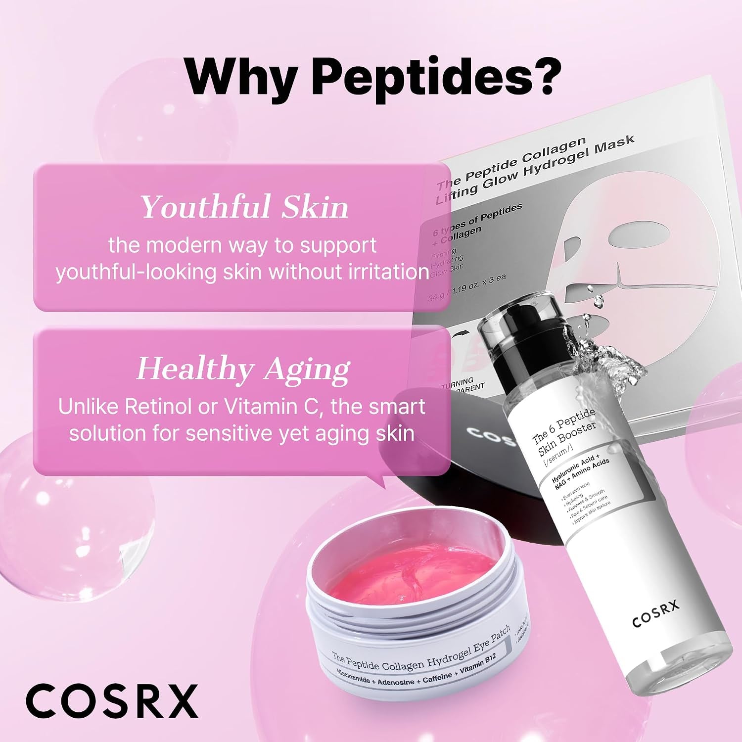 Peptide Collagen Lifting Glow Hydrogel Face Masks Skincare, Korean Collagen Face Mask, Overnight Lifting Care, Glass Glow Face Mask for Deep Hydration, Korean Skincare, Pack of 3