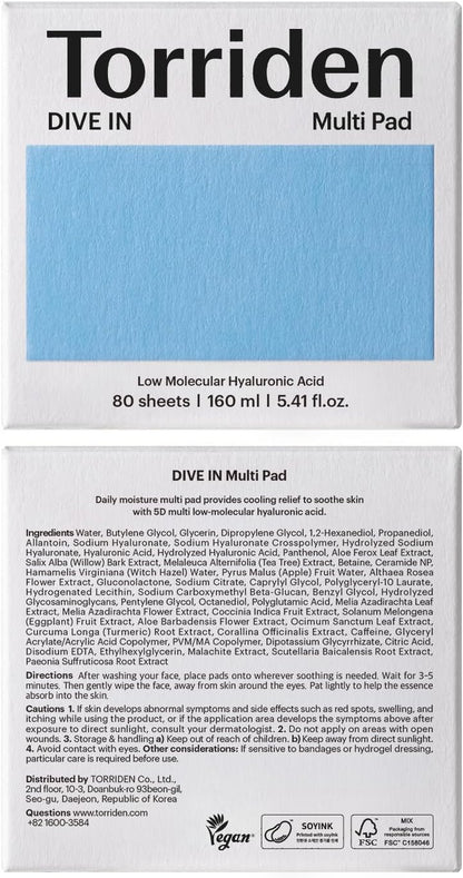 DIVE-IN Low Molecular Hyaluronic Acid Multi Pad (80Pcs)