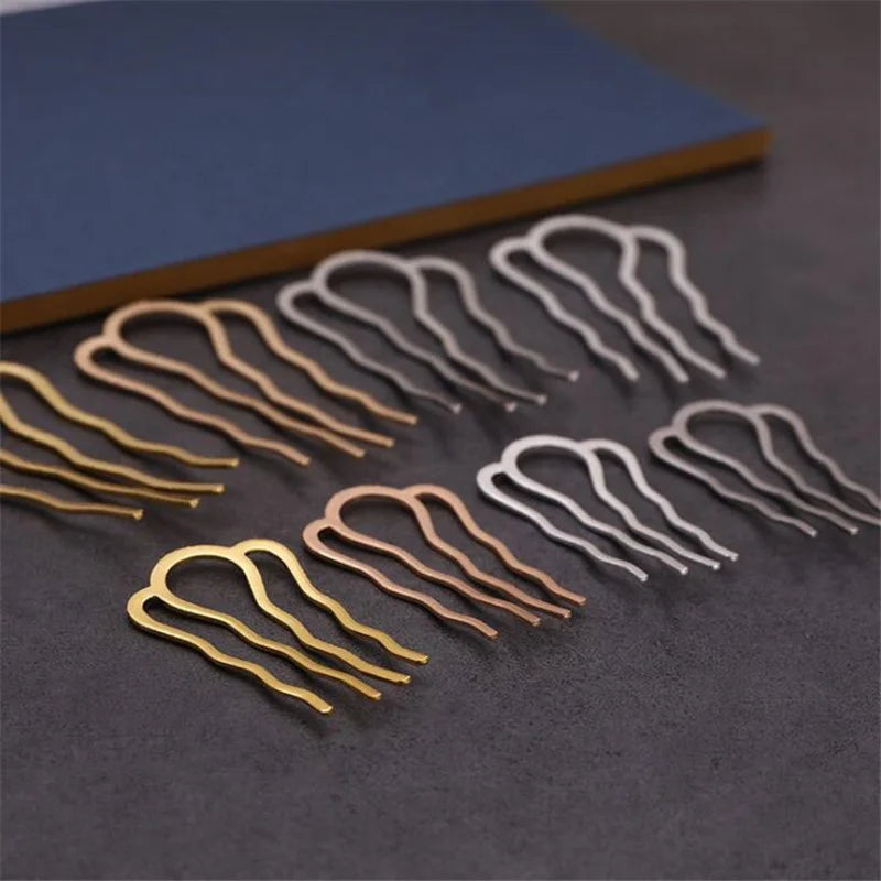 5Pcs 4 Teeth Metal Hair Fork Clip Stick Comb Gums for Women Chinese Bridal Barrettes Accessories Decoration Jewellery Making