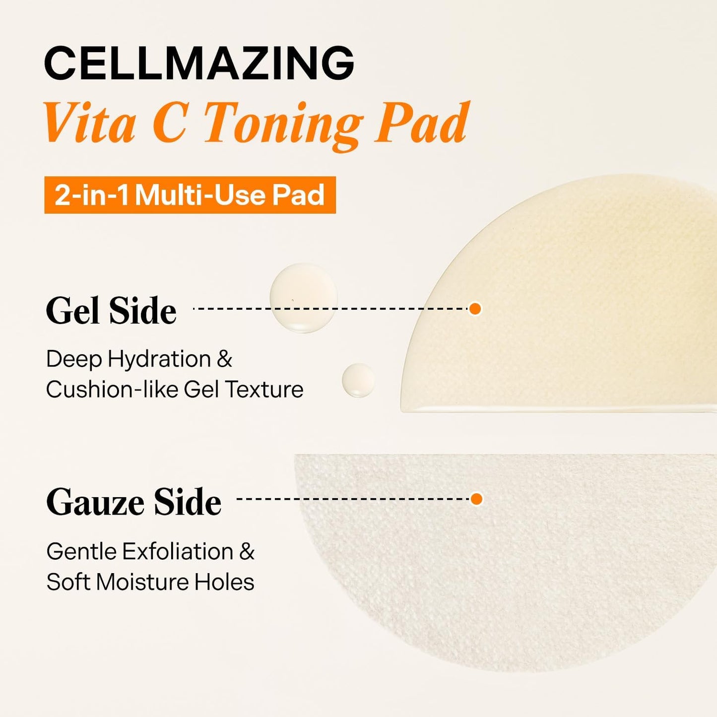CELLMAZING Vita C Toning Pad (70 Pads) | Daily Exfoliating & Glow Pads for Smooth, Even Skin | 5D Vitamin C, Niacinamide, Glutathione Liposome, PHA | Korean Skin Care