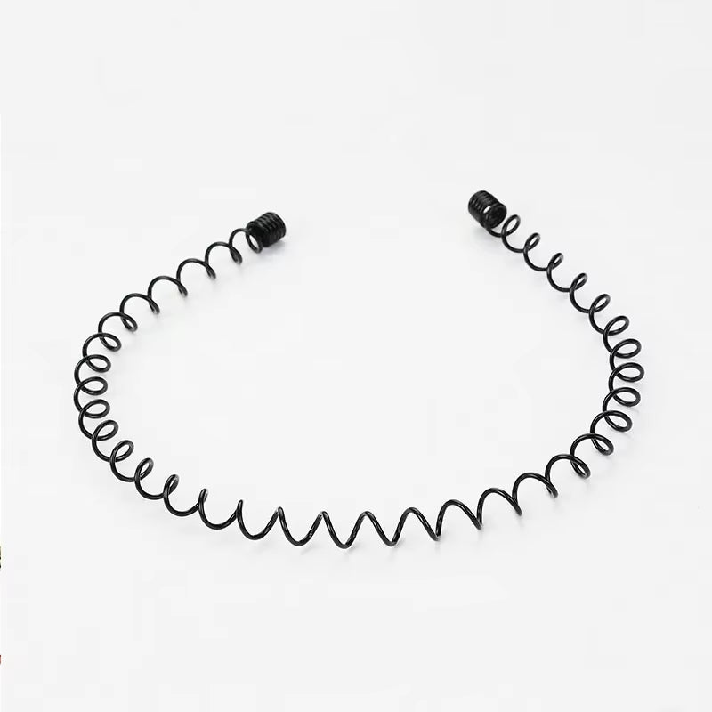 Unisex Black Elastic Non Slip Simple Metal Headbands for Men Women Wavy Hairband Spring Hair Hoop Fashion Hair Accessories