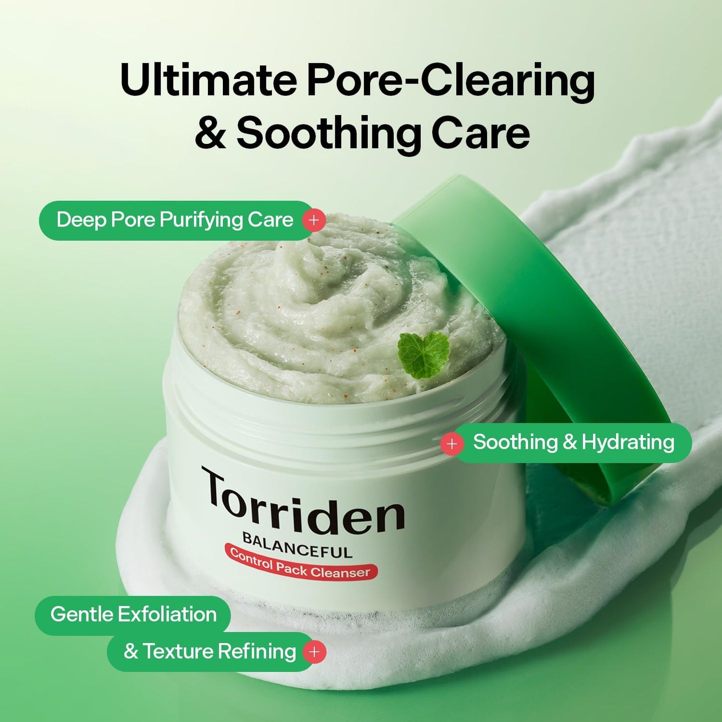 BALANCEFUL Control Pack Cleanser 120 G (4.23 Oz.) | 2-In-1 Face Cleanser & Washable Mask | Gentle Exfoliating Cleanser | Sensitive Skin | 5D Cica, LHA, Squalane | Korean Skin Care