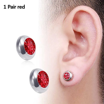 1Pair Magnetic Slimming Magnet Earring for Women Men Weight Loss Rhinestone Stainless Steel Ear Studs Health Non Pierced Jewelry