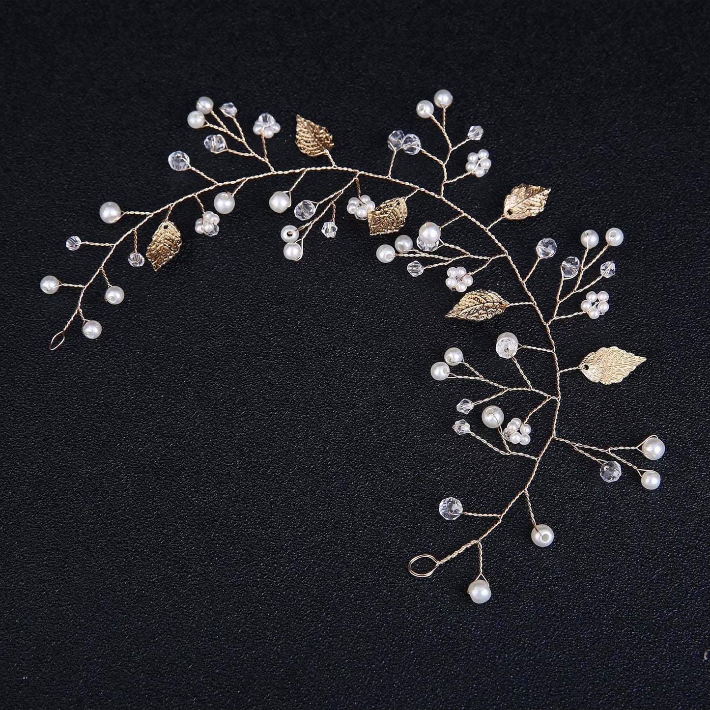 Pearl Flower Headband Tiaras Crowns Girls Silver Gold Color Leaf Headpiece Bridal Hair Jewelry Elegant Wedding Hair Accessories