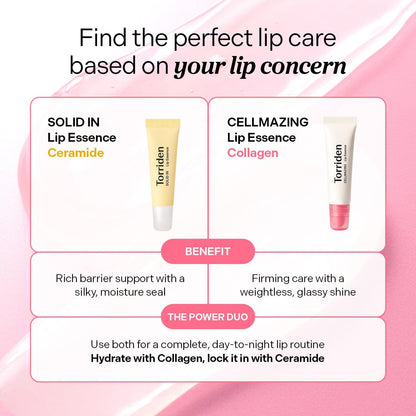 CELLMAZING Lip Essence 11 Ml (0.37 Fl.Oz), Volumising, Full, Smooth and Nourished Lips, Collagen, Peptide, Moisturising Korean Lip Balm